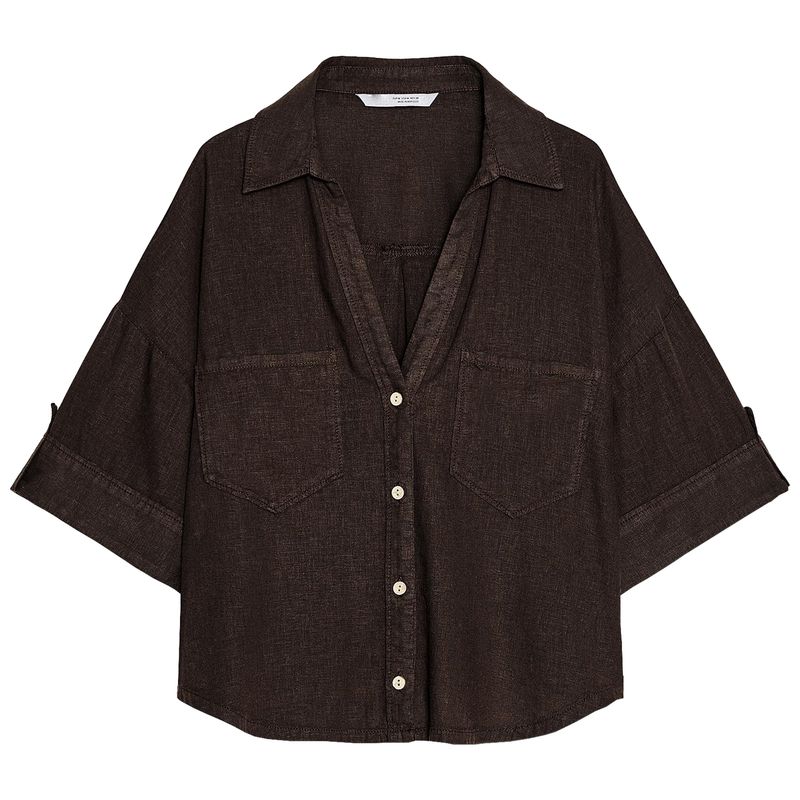 Zaprha 2025 New Arrival French Style Temperament Linen Blended Lapel T-shirt Shory Style Casual Shirt Female 2187813