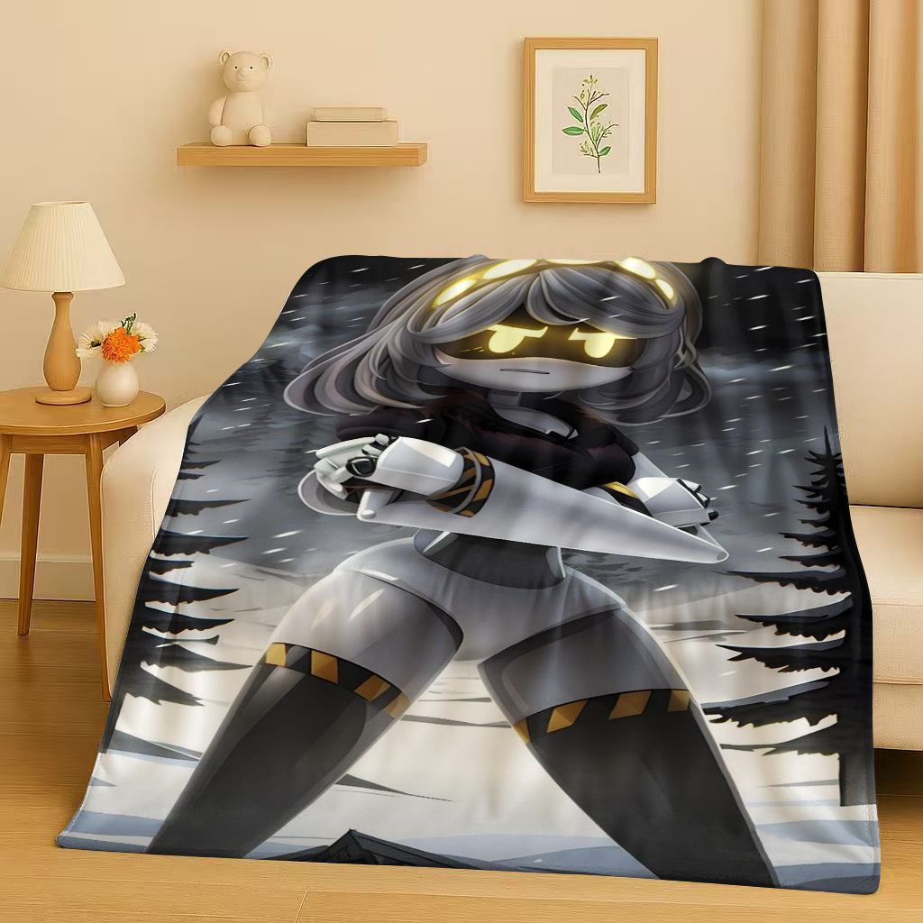 HD Cartoon Murder Drones V Uzi J Robot Flannel Blanket,Ultra Soft Warm Plush Throw for Home Bedroom Bed Sofa Cover Picnic Kids