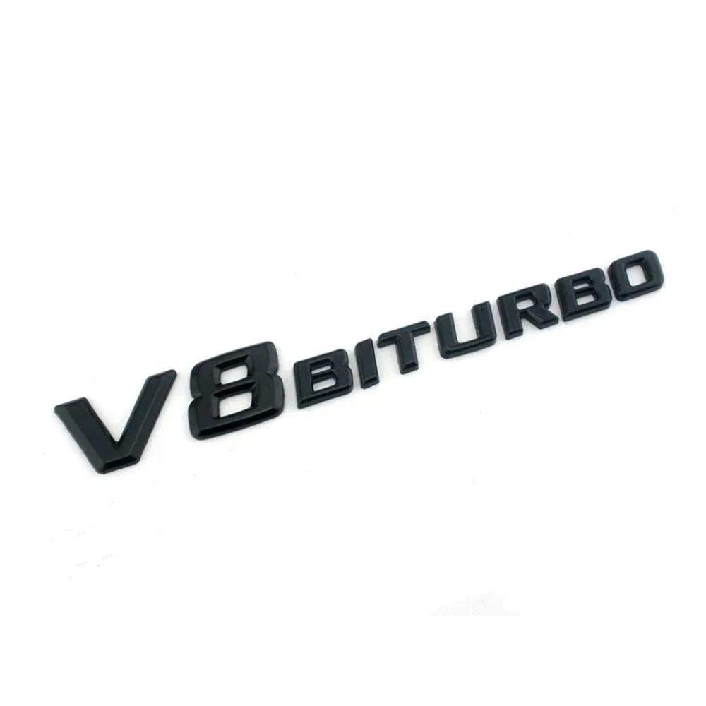 DCGO2 3D Side Fender V8 BITURBO Letters Logo Badge Sticker For Mercedes Benz AMG A C E S G M Class CLA GLA GLB GLC GLE SLS SLK SL CL