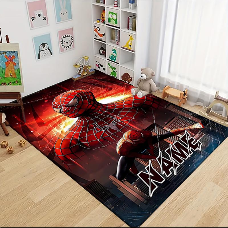Custom Name Spider-Man Mask Carpet Rug Customizable Soft Washable Anti-Slip Home Living Room Sofa Mats Personalized Rug. 090918