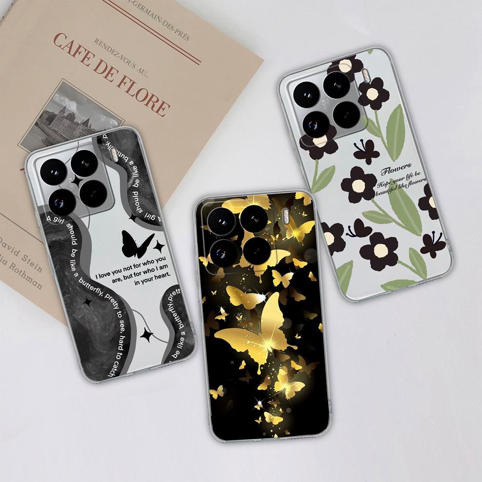 Cute Flower Case For Xiaomi 15 Pro Ultra Clear Soft Silicone Protective Bumper Cover For Xiaomi15Pro 15Ultra Anti Scratch Fundas