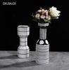 Nordic Black and White Striped Creative Ceramic Vase Geometric Craft Ornaments Room Decoration Accessories Home Decor