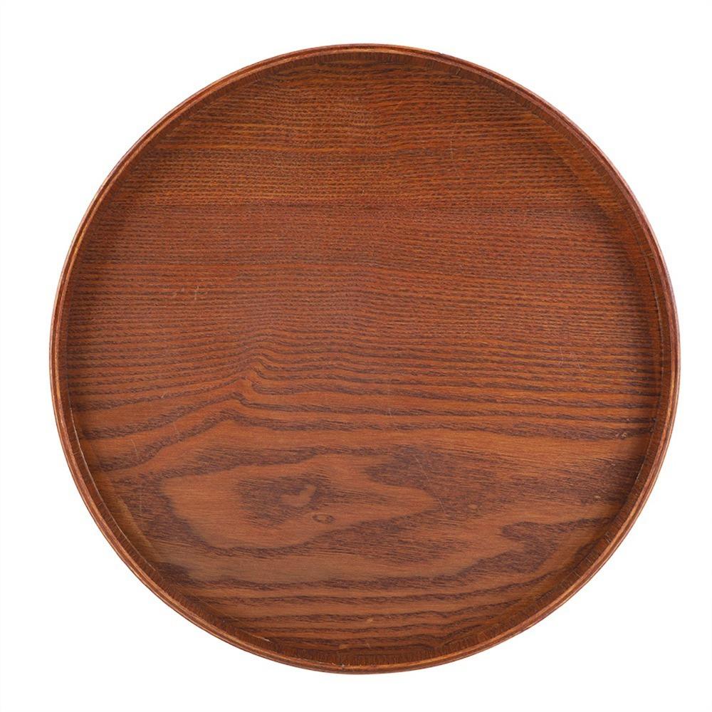 Solid Wood Wooden Plate Round Shape Food Server Coffee Serving Tea Tray  Restaurant