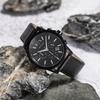 Armani Exchange Кварцевые часы Кожаный ремешок Черный циферблат Модные Крутые Трехглазый Хронограф Календарь Черный Воин Часы Мужские часы AX2098