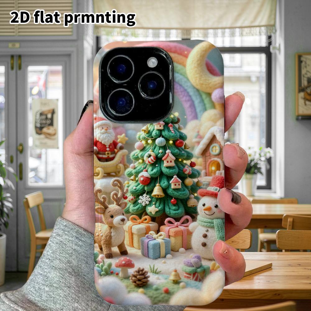 Чехол для телефона: 2D плоский, подходит для защитного чехла iPhone 18 17 16 15 14 13 12Pro, классический рождественский городок, идеальный подарок на Рождество и Хэллоуин