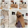 Winter Kawaii Bear Hooded Blanket Fleece Material Soft Blanket Shawl Throw Blanket Keep Warm Hooded Cloak Office Use