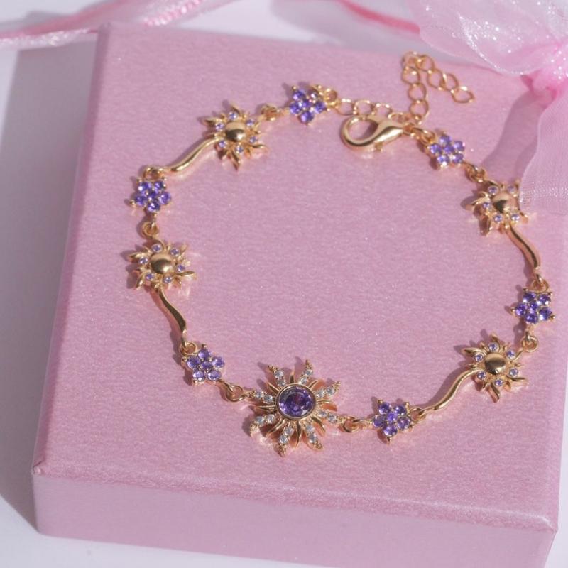 Браслет Подсолнух Браслет Солнце с Сияющим Цирконием Праздничный Подарок для Путешествий, Отпуска, Ношения на Выход Эссенциальный Предмет для Выхода в Свет