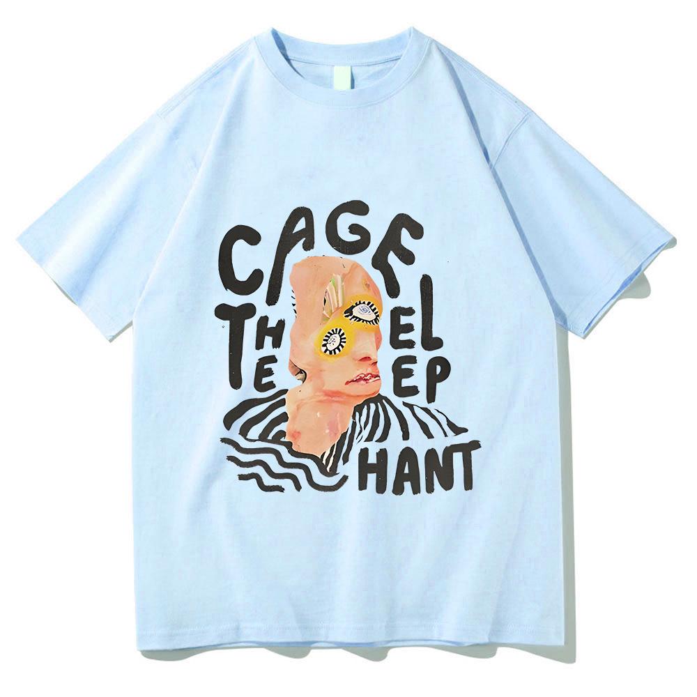 2025 Retro Sudaderas T-shirt Cage The Elephant Graphic Printing Grunge Tee-shirt Summer Cotton Tshirt Unisex Fashion Punk Tees