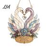 Indoor Outdoor Decorative Art Stained Glass Style Swan Pendant, Acrylic Suncatcher for Window Car Sun Catcher And Christmas Tree Ornament, Colorful