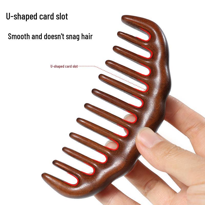 Неокрашенная золотая сандаловая расческа для массажа головы с множеством зубьев - Портативная и с мелкими зубьями для разглаживания меридианов