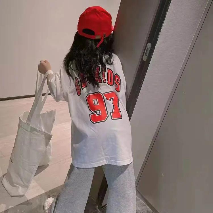 Летнее платье для девочек Свободного кроя Повседневная футболка Юбка Короткий рукав Баскетбольная форма