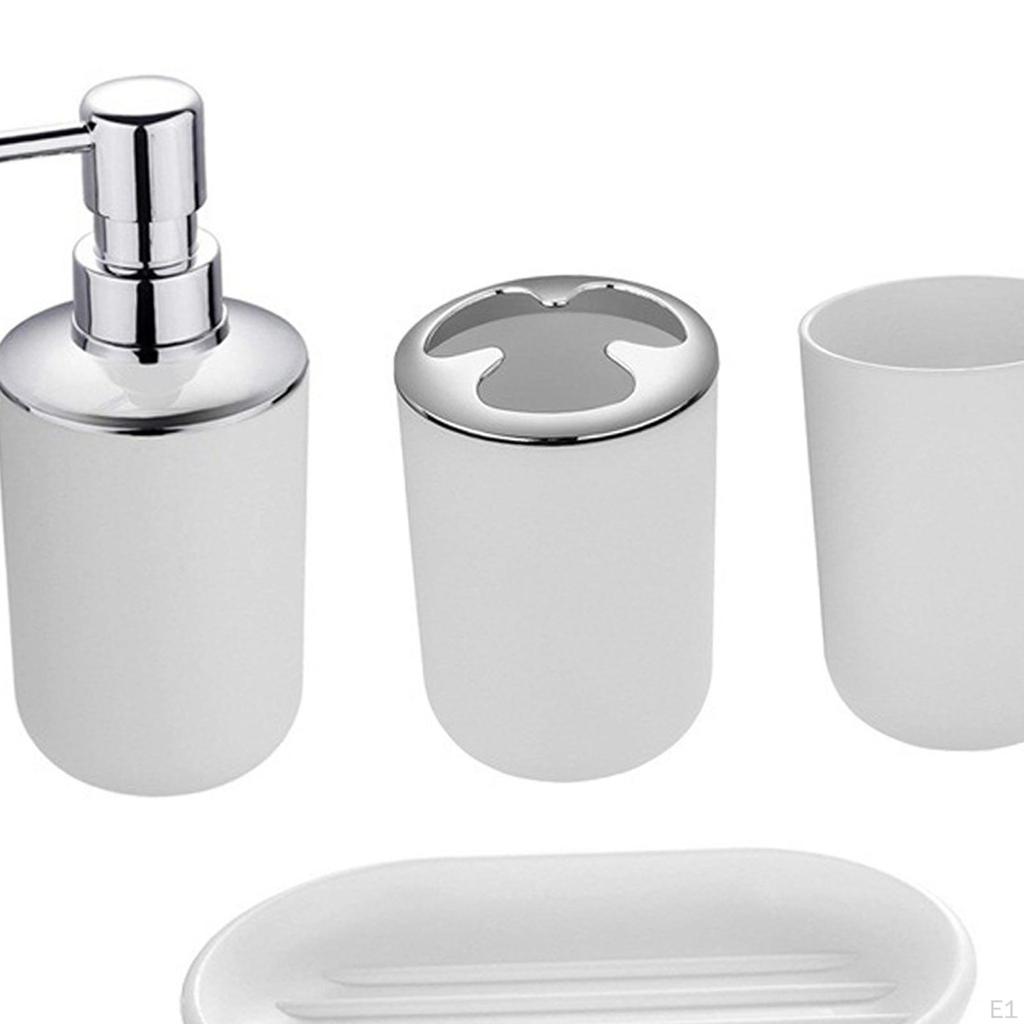 Bathroom Accessories 4 Piece Set, Housewarming Gift, Decor, Mouthwash Cup, Toothbrush