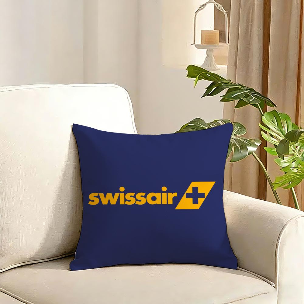 Swissair Cushion Cover Reversible Plush Pillow Cover Soft Fluffy Home Decor for Sofa Bedroom
