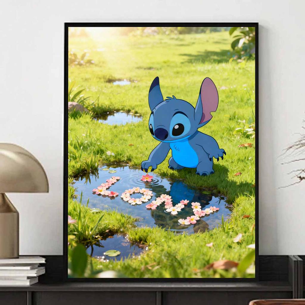 Disney Diamond Painting Kit DIY Round Home Wall Decor Adult Handmade Gift Stitch Love Flower 129 Chars