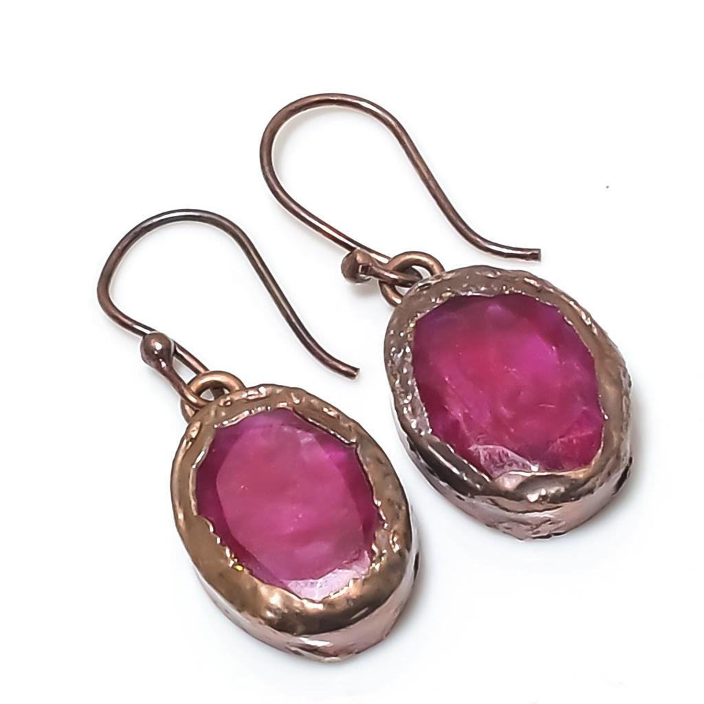 Серьги из электроформированной рубиновой меди, Ювелирные изделия из драгоценных камней ручной работы, Подарки для жены, Совершенно новые серьги