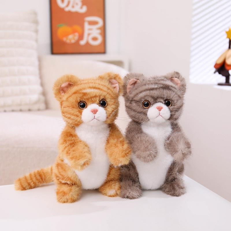 Simulation Standing British Shorthair Ragdoll Cat Plushies Soft Doll Pet Calico Cat Adorable Birthday Gift For Girl Boy