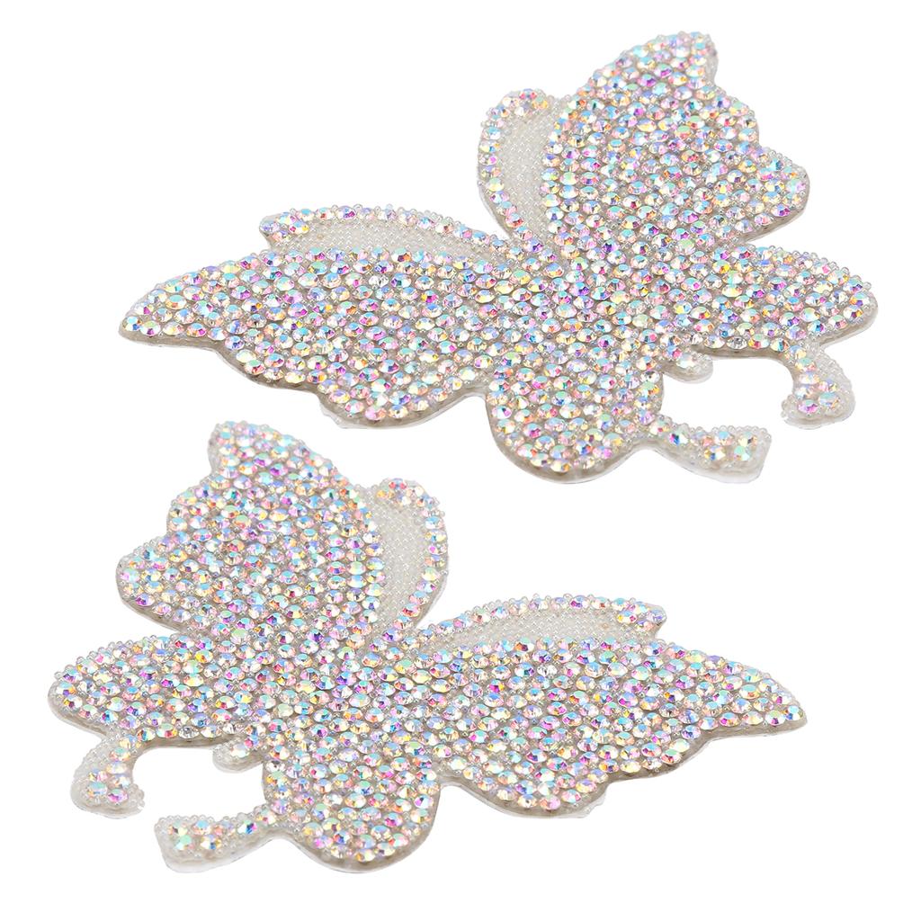 Crystal Butterfly Sticker Shiny Adhesive Hot Rhinestone for Decoration Clothing Automobile ComputerAB Color