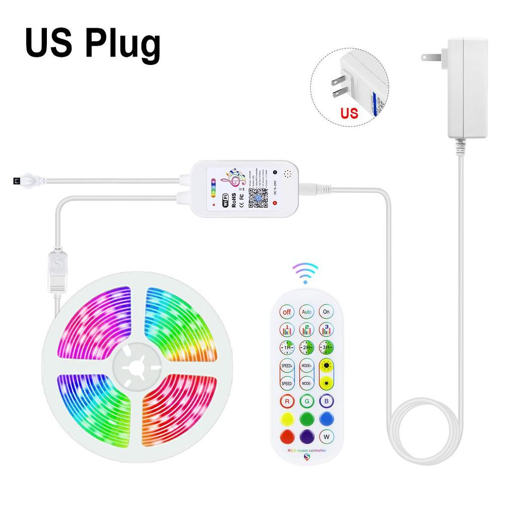 Tuya Smart Wireless WiFi Светодиодная лента 12 В RGB 5050 Работает с Alexa Google Home Голосовое управление RGB Светодиодные ленты Гибкая лента с адаптером ЕС или США