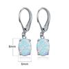 Round Opal Teardrop Dangle Earrings Retro Style Gem Crystal Eardrops Round Created Gemstones Drop Earrings