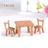 3Pcs/Set Resin Table Chairs Miniatures Doll Accessories Micro Landscape Decor Home Garden