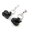 Les Trésors De Lily [J3115] - Серебряные серьги Rose Noire с черным родиевым покрытием - 28x11 мм