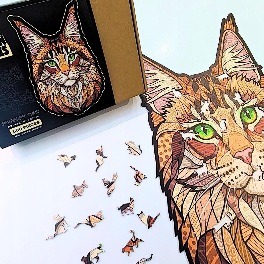 Large XXL Forest Cat Wooden Puzzle | Puzzle Gift For Adults