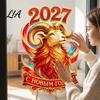 Chinese New Year Glass Clings Russian Sheep Window Cling 2027, Removable PVC Static Stickers Sticker, Decorative Decal for Home and Office Holiday