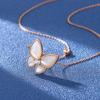 Sterling Silver S925 Moissanite Butterfly Necklace White Shell Clavicle Chain Plating Champagne Gold Necklace