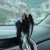 Boho Dreamcatcher Car Mirror Pendant - Pastel Feather Charm with Silver Moon Details (15.7"/40cm)