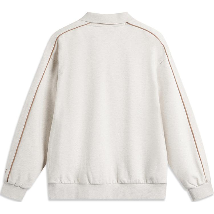 Li Ning Sports Lifestyle Series High Street American Vintage Letter Polo Neck Pullover Long Sleeve Hoody Womens sweatshirt AWDUD00-1