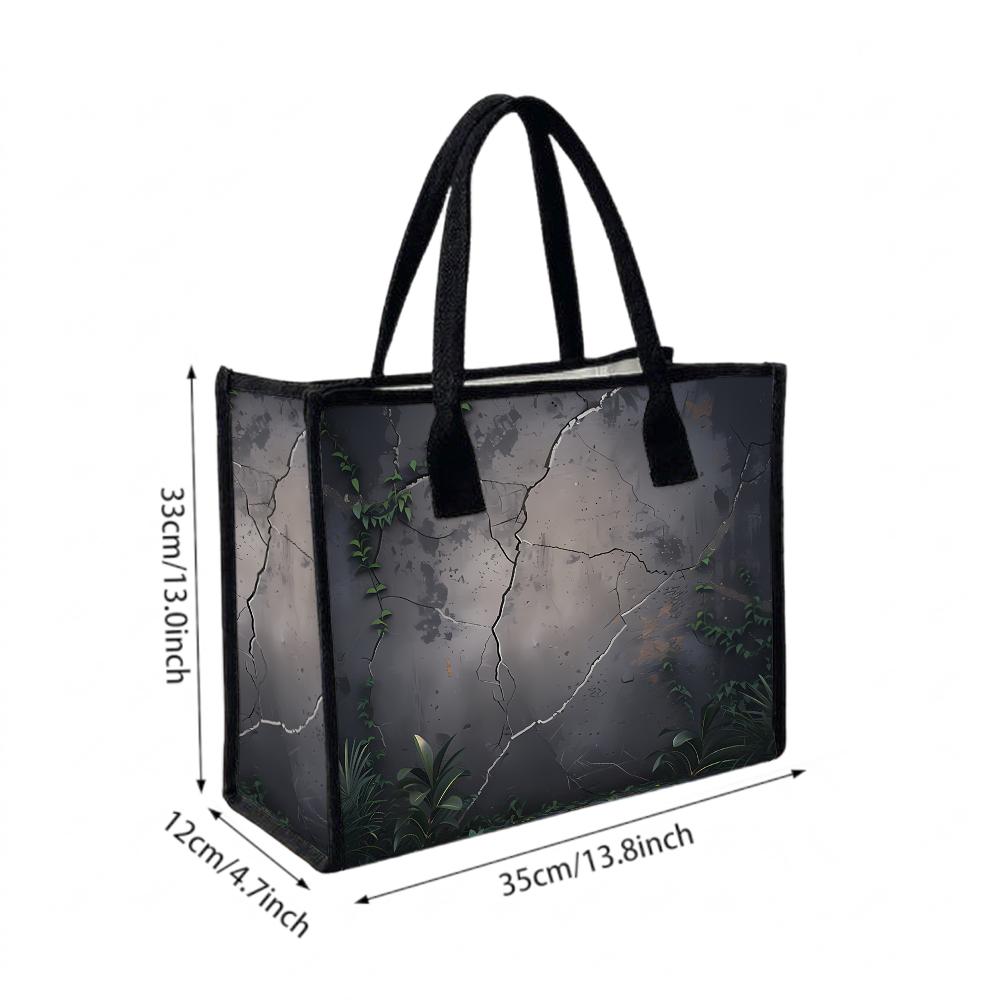 Vintage Cracked Wall Plant Tote Bag Stylish Casual Large Capacity Daily Commuter Shoulder Bag