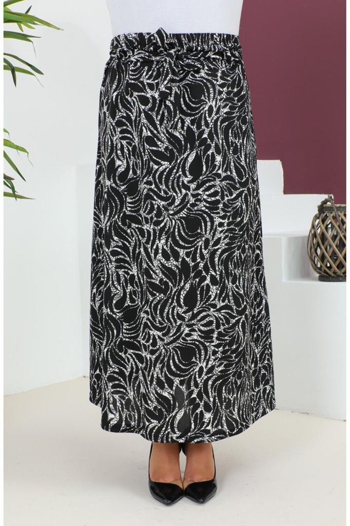 Женская стильная юбка большого размера с рисунком, расклешенная юбка с поясом