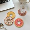 Kawaii Donut-Shaped Diatomite Coaster - Absorbent Cup Mat for Office Desk, Heat Resistant Table Protector for Mugs & Glasses