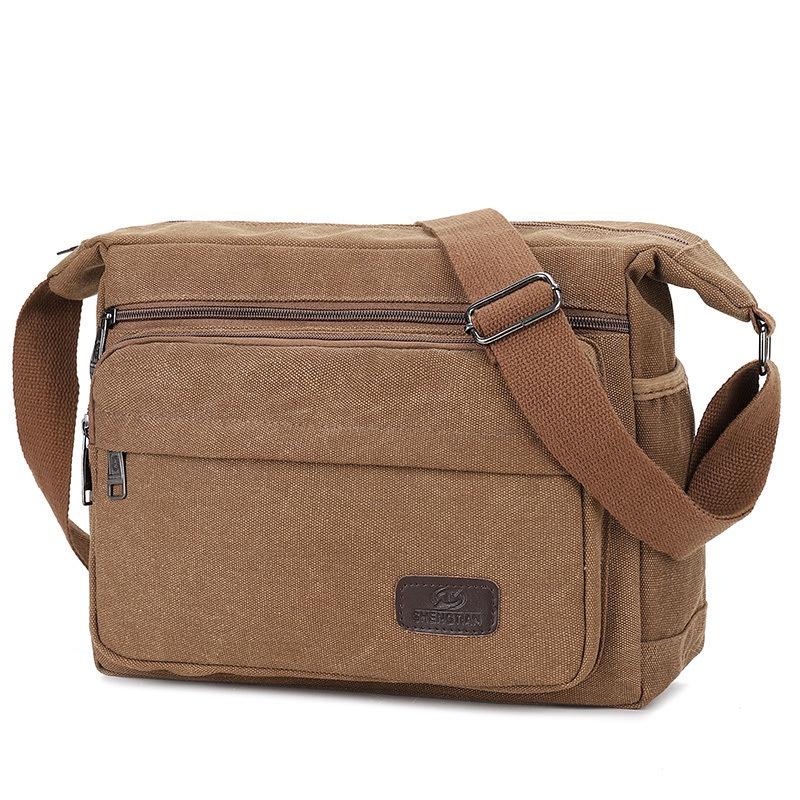 Large Capacity Canvas Shoulder Bag For Men Street Style Durable Material Travel Companion