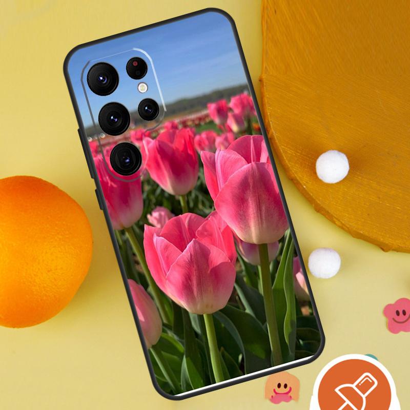 Tulip Flower Phone Case For Samsung Galaxy S25 Ultra S24 S22 S21 Ultra S9 S10 S20 Plus S23 FE Funda Cover
