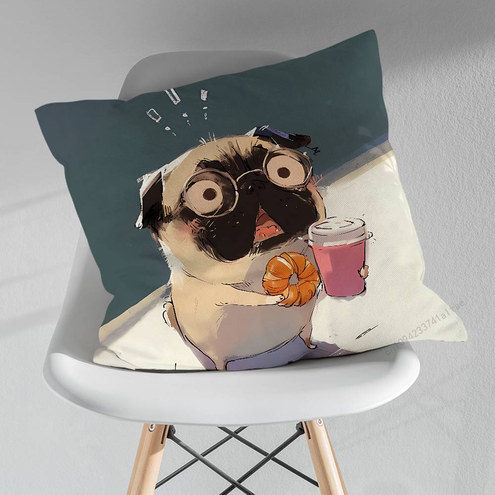Cartoon Drench Bulldog Pillow Case For 30x30cm45x45cm55x55cm For Home Bedroom Decoration And Protector