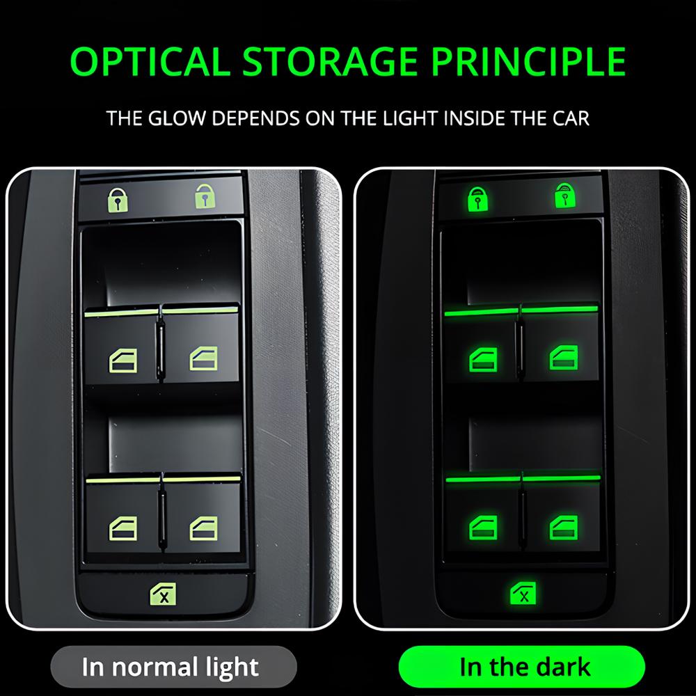1/2 шт., автомобильный стайлинг, светящиеся наклейки на переключатель окна, ночная светящаяся кнопка, автонаклейки, универсальные, зеленые, оранжевые, синие