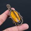Tiger Eye Gemstone Pure Copper Wire Wrapped Handmade Pendant Jewelry