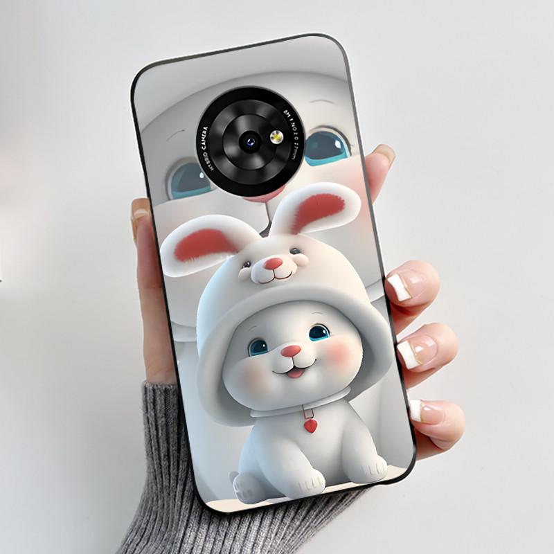 New Unique Cartoon Design Soft Silicone Black Casing For TCL Suixuetang M1 Fluffy Kitten Pattern Shockproof Protective Cover
