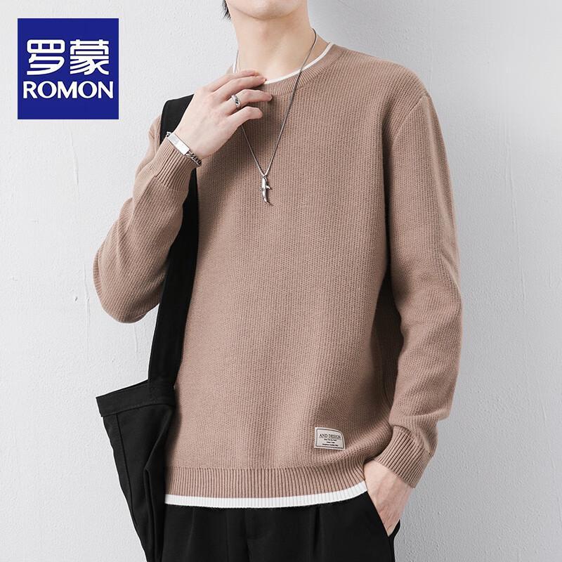 ROMON Men's Autumn Round Neck Knit Sweater