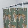 Стильная шторка для душа с тигровым принтом для декора ванной комнаты, персонализированная с пользовательским именем, с зеленым фоновым узором, украшение для дома.