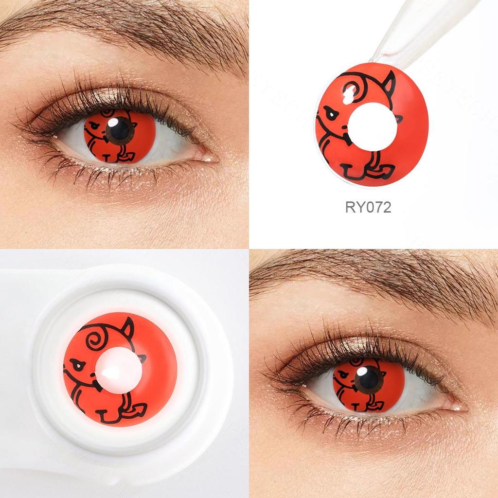 Контактные линзы для косплея Pseyeche Blood Bat, контактные линзы с розовым сердцем, контактные линзы Red Kitty для Хэллоуина, 1 пара, зеленые линзы Spide Crazy