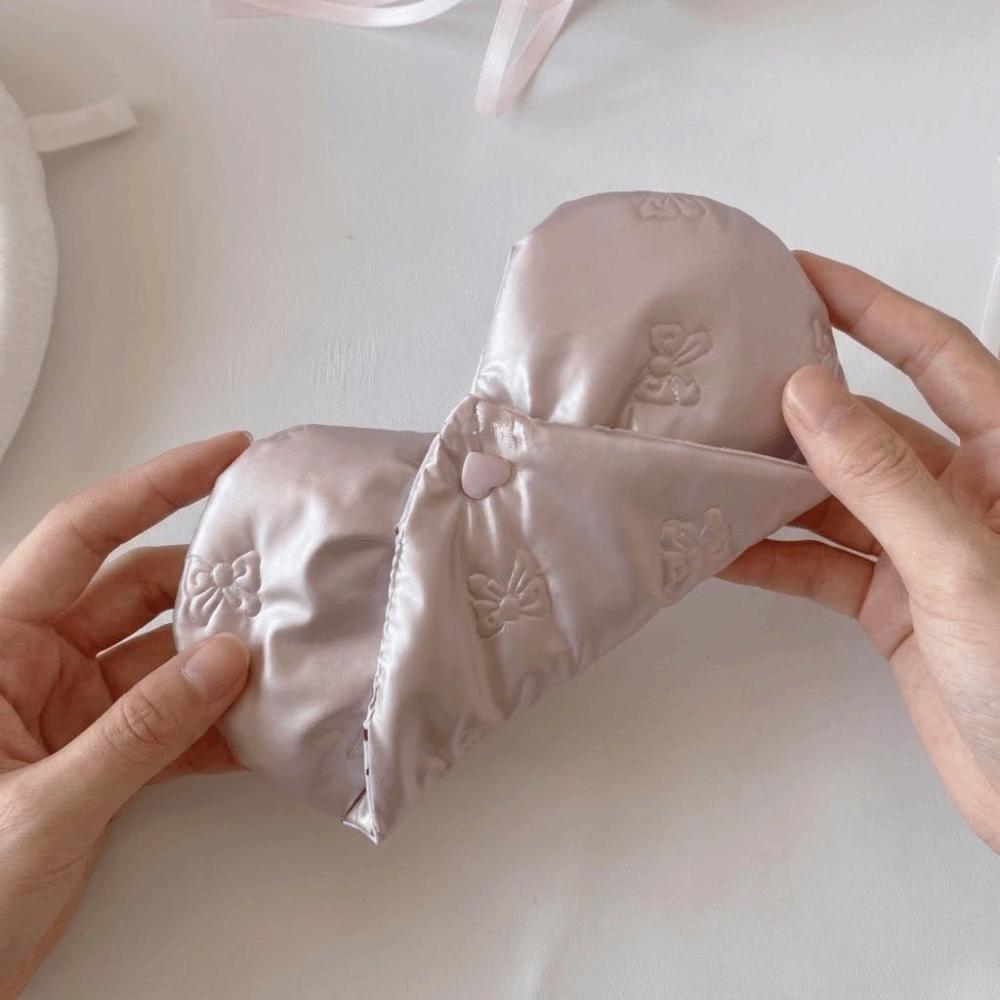 Bow Embossed Eyeglass Case Pink Color Glasses Storage Bag Sunglasses Pouch Storage Solution