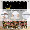Renaiss 72X72 Inches Funny Frog Mushroom Shower Curtain Boho Moon Stars Rustic Wildflower Nature Botanical Black Fabric Shower C