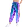 Unisex Kids Metallic Shiny Pants Elastic Waistband Design Hip Hop Jazz Dance Trousers