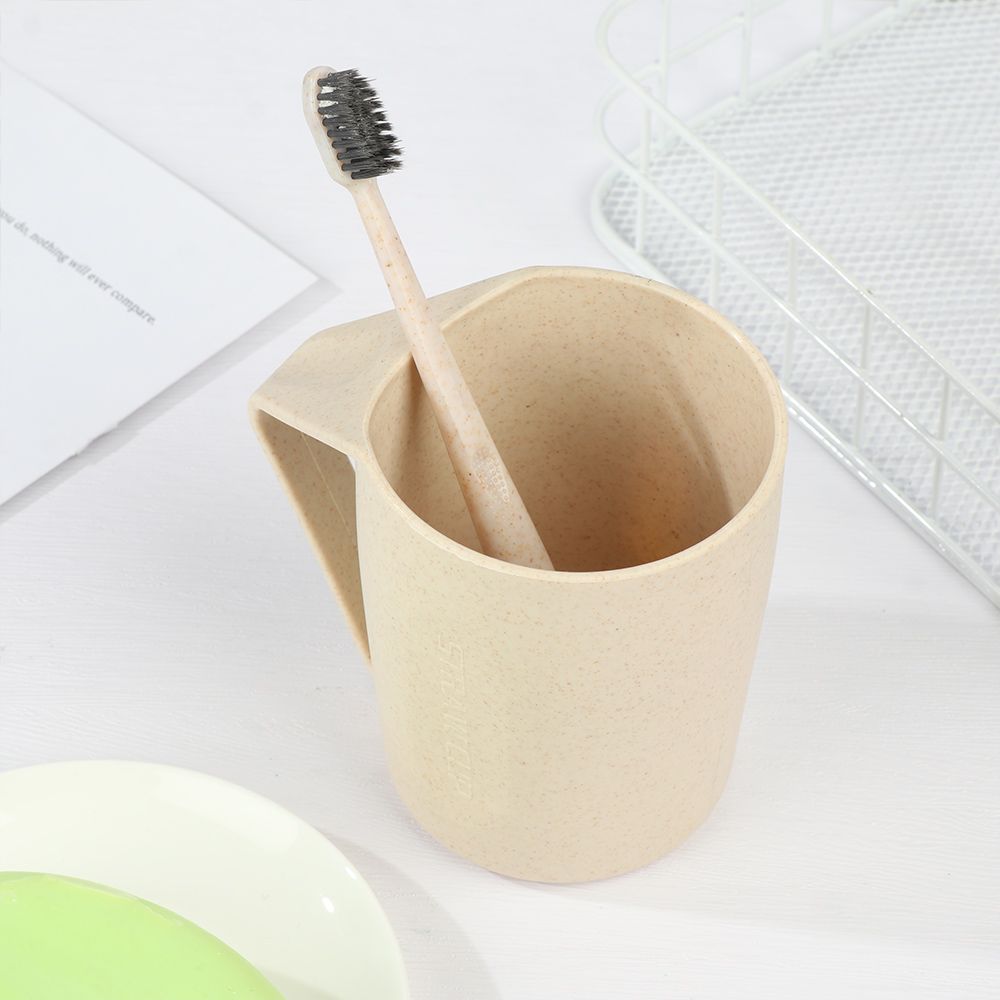 Eco-Friendly Brushing Cup With Handle Plastic Cup Mouthwash Water Mug Mug Cup Wheat Straw Tumblers