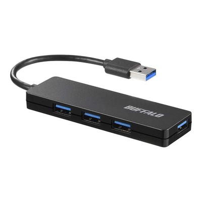 USB-концентратор Buffalo, тонкий дизайн, 4 порта, питание от шины, легкий, совместимый с Windows, Mac, PS4, PS5, Chromebook, удаленная работа, домашняя работа, BSH4U125U3BK, USB3.0