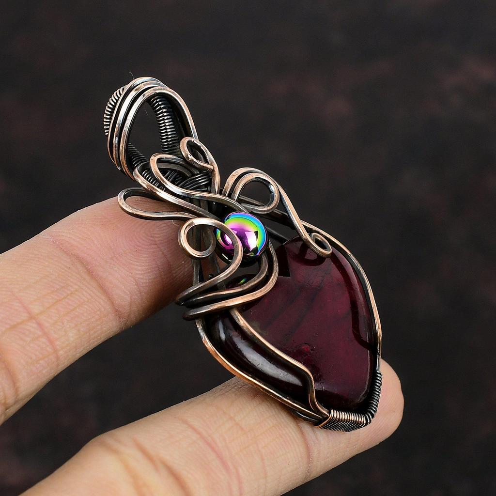 Красный огненный лабрадорит кулон медная проволока обернутый кулон медный драгоценный камень ювелирные изделия дизайнерский кулон проволочная обертка ручной работы ювелирные изделия подарки для мамы