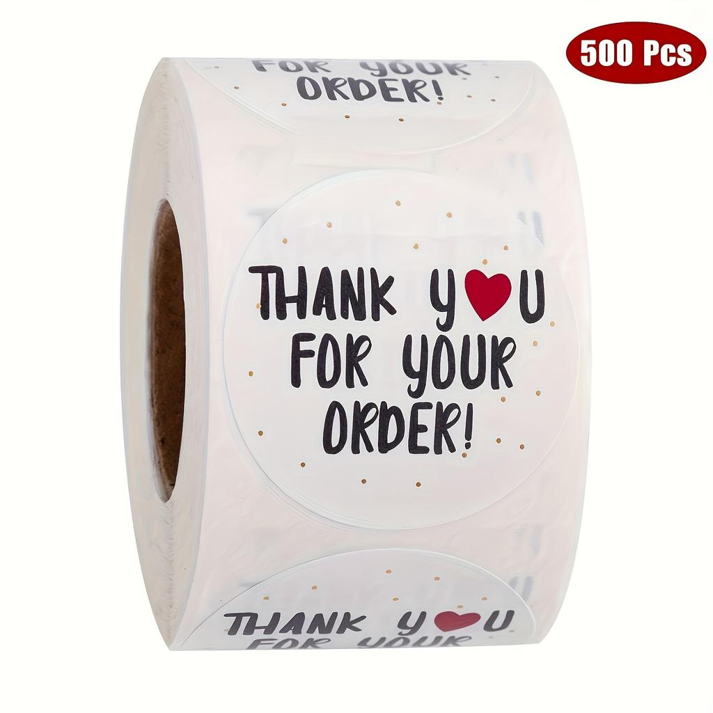 500pcs/Roll Thank You for Your Order Stickers - Matte Round Discount Labels Suitable for Ecommerce, Retail, Customer Appreciation Gifts - Quick Order