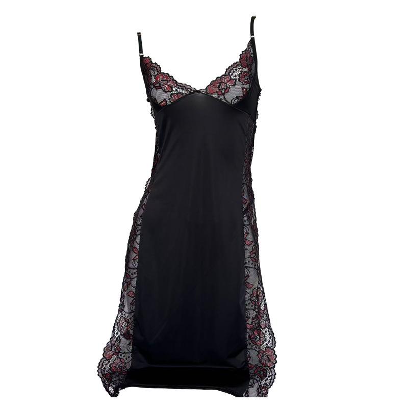 Элегантное прозрачное ночное платье на бретельках с кружевной отделкой и глубоким V-образным вырезом - Сексуальное и кокетливое